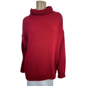 Zrozyl Size XL Cowl Neck Sweater Burgundy Red Acrylic Long Sleeve Nubby Knit